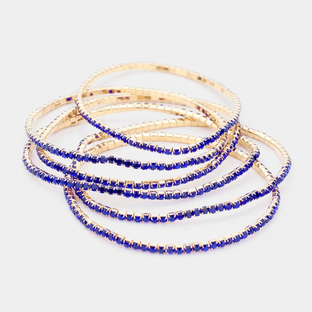 6PCS - Rhinestone Stretch Bracelets - Picture 2 of 3
